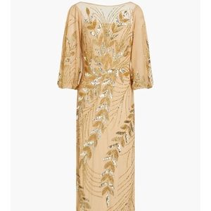 Gold embellished tulle gown. Size 8 Aidan mattock